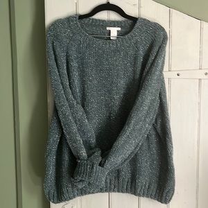 Stunning dusky evergreen with shimmer thread sweater